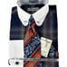 Fratello Men's Dress Shirt Navy Red Melon Cream Tie Hanky Cufflinks Size 15.5