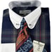Fratello Men's Dress Shirt Navy Red Melon Cream Tie Hanky Cufflinks Size 15.5