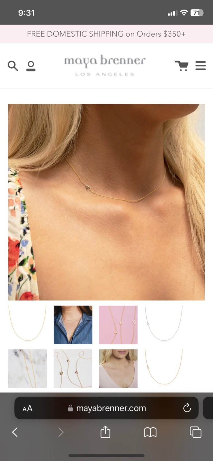 Maya Brenner “A” 14k gold necklace 16”
