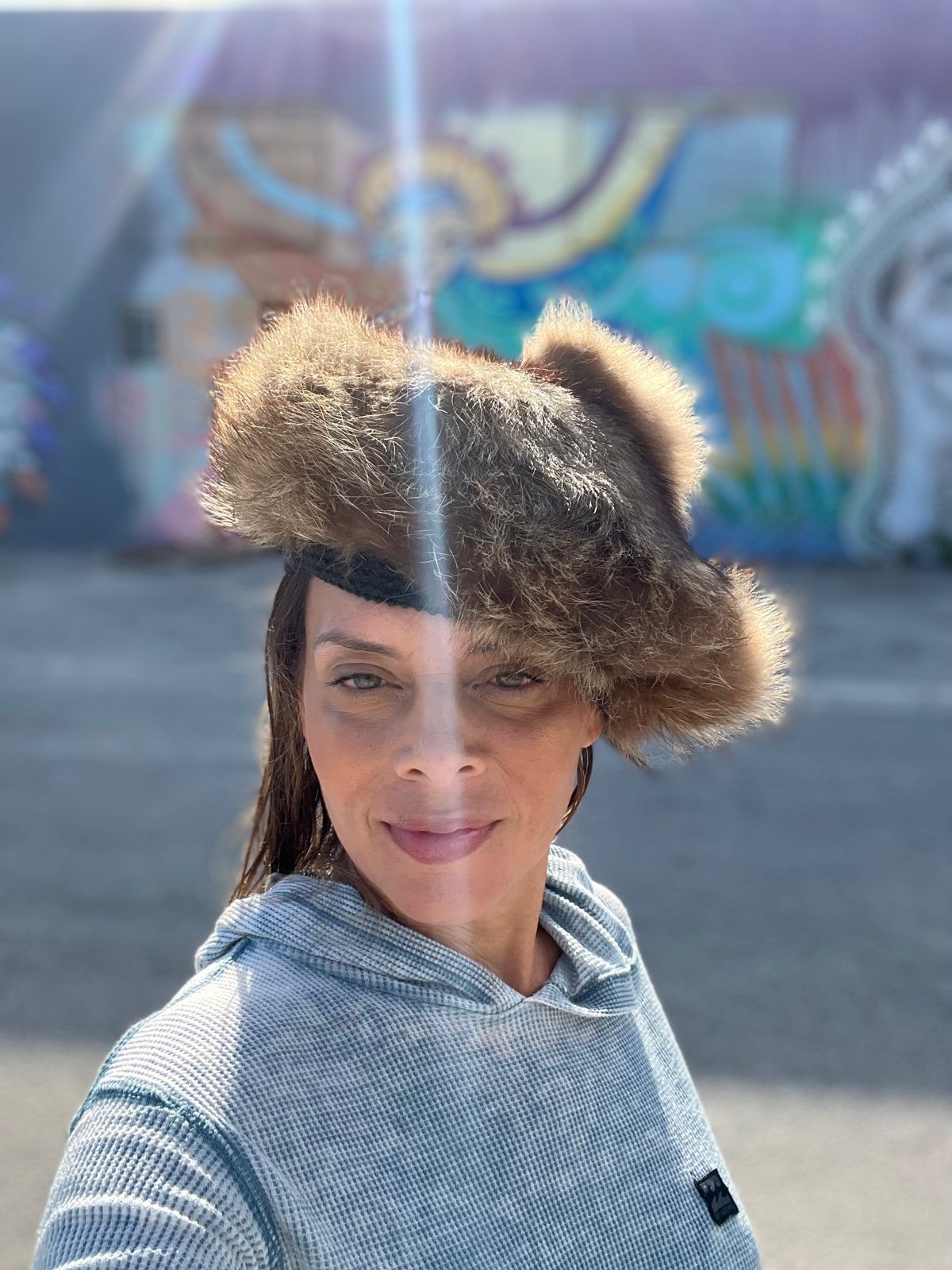 Vintage Fur Hat Gottesman NY with Pompom 1960 Mink Or Fox Antique