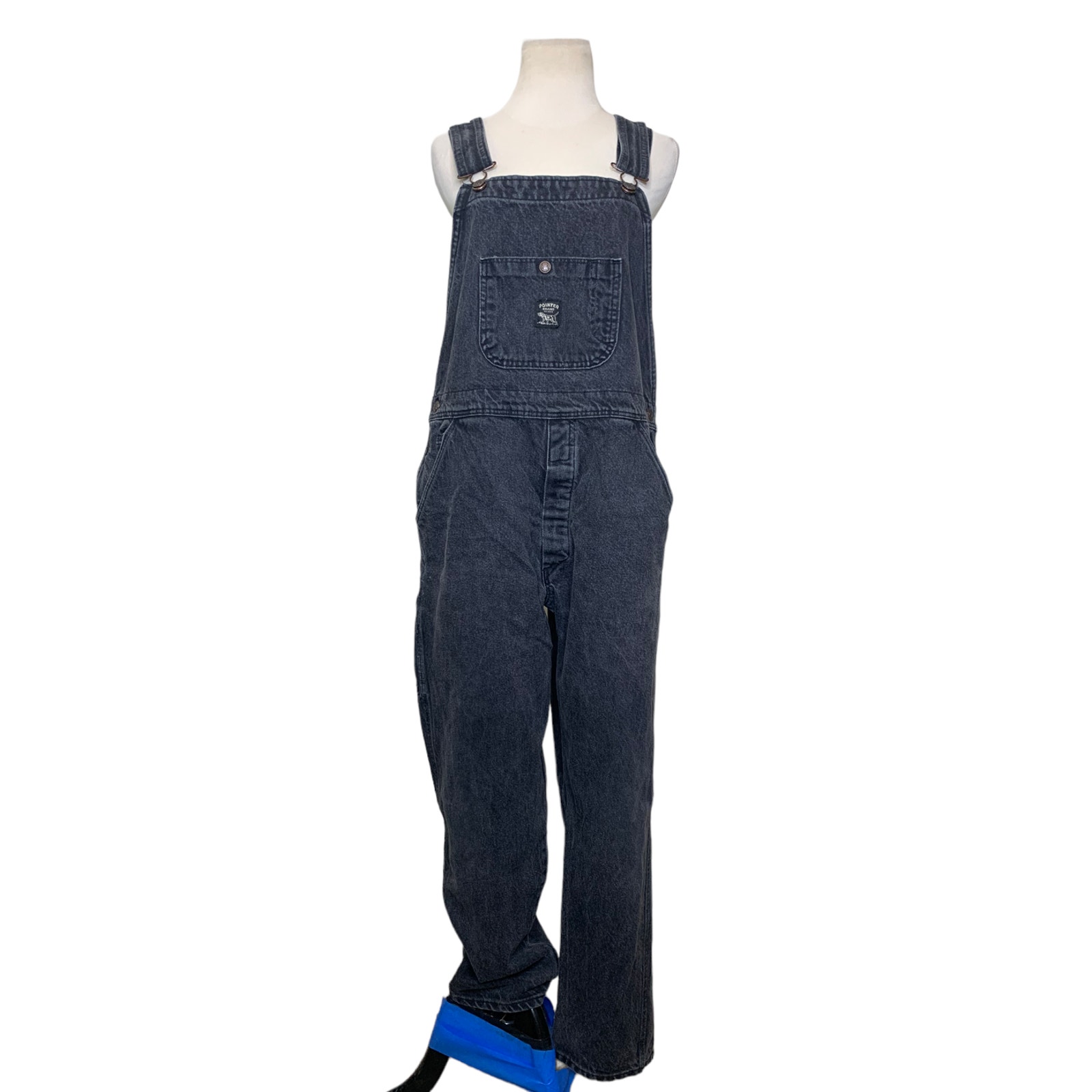 Pointer Brand black washed denim cotton jean overalls size 36 waist