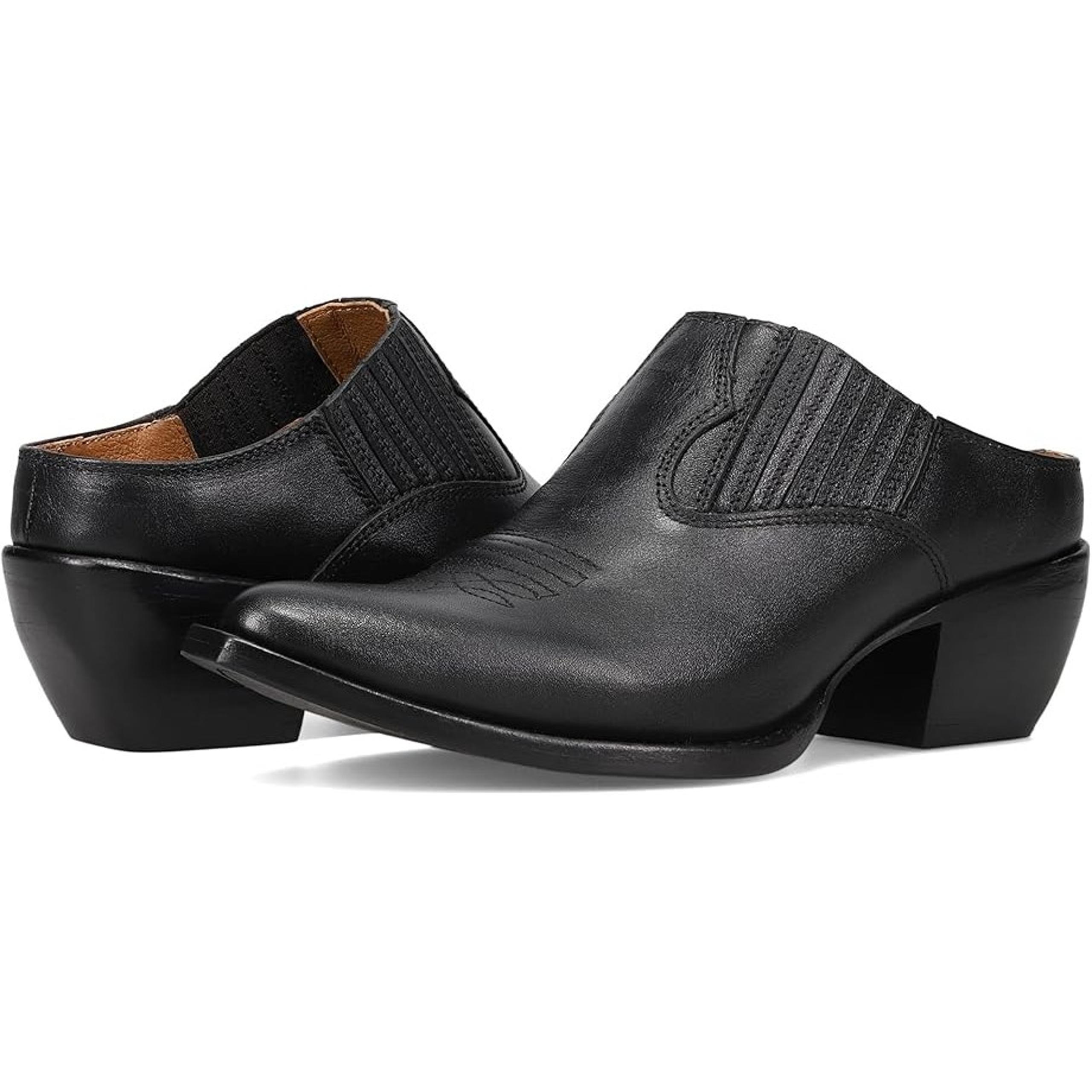FRYE Womens Sacha Mules US 6.5 M EU 37 Black Leather Western NIB