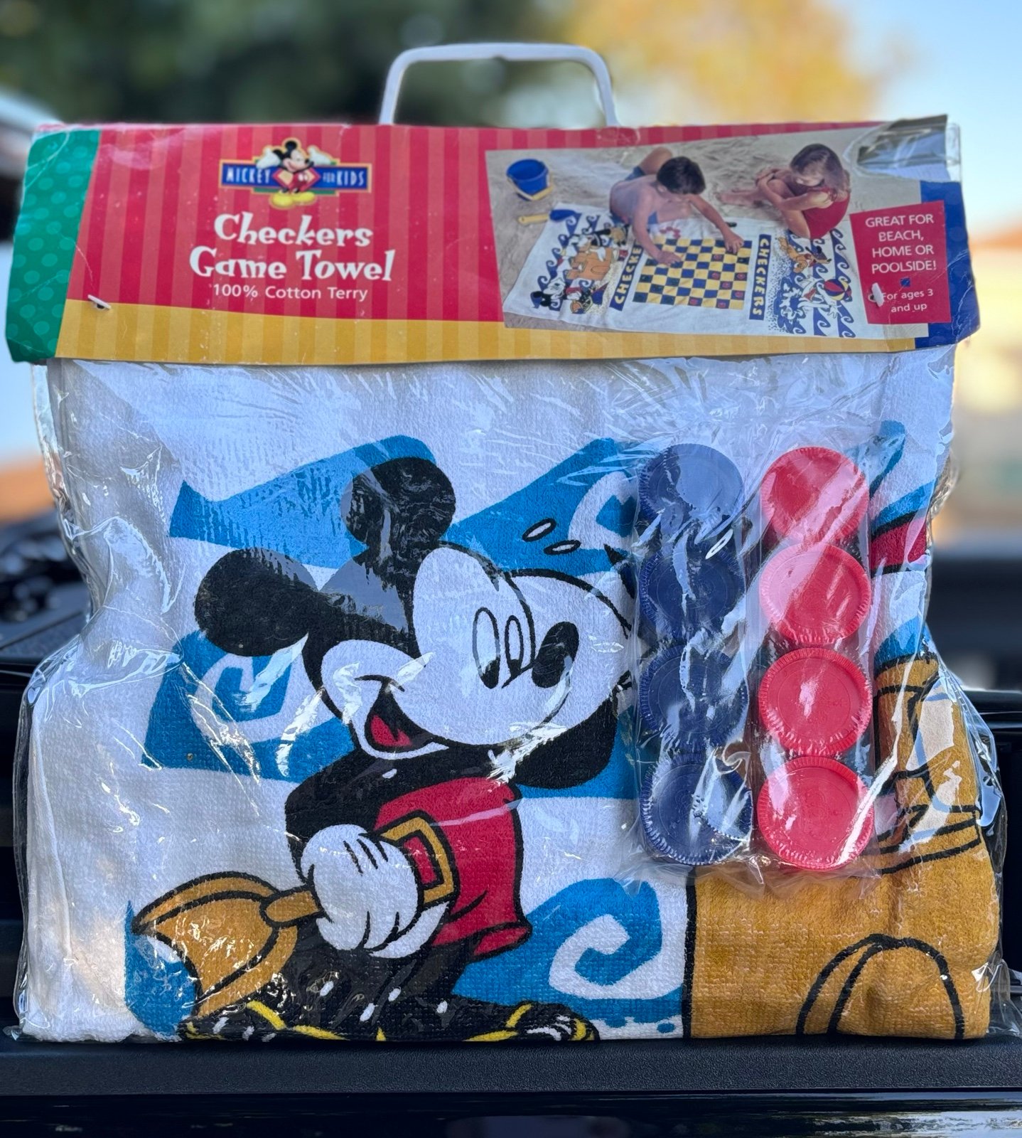 Vintage Disney Mickey Mouse & Friends Checkers Game Towel NIP