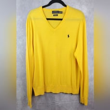 POLO Ralph Lauren Mens XL Merino Wool Sweater Yellow Classic Dad Preppy
