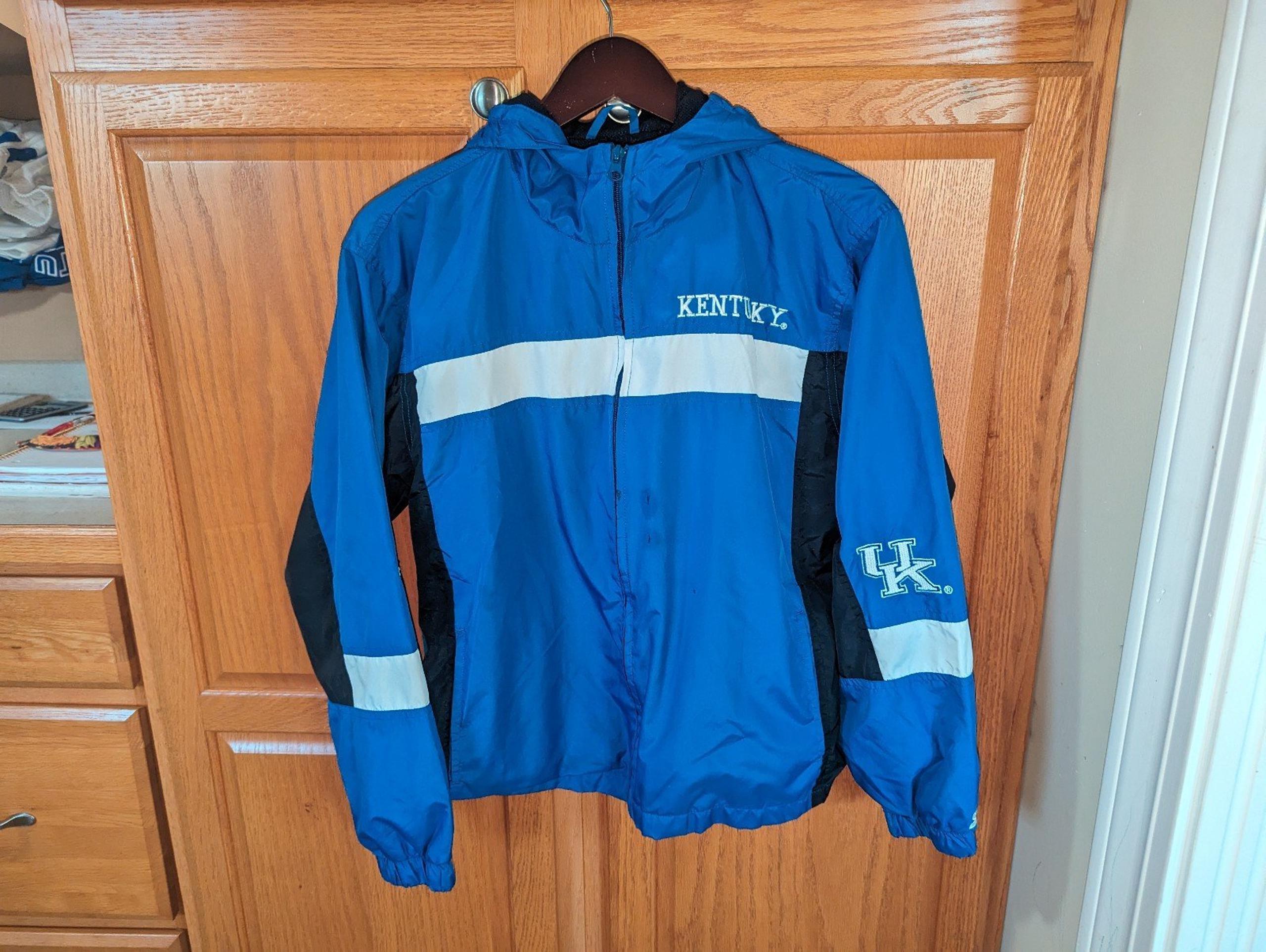 Vintage Team starter Kentucky UK Windbreaker jacket hood Men size S Youth size L