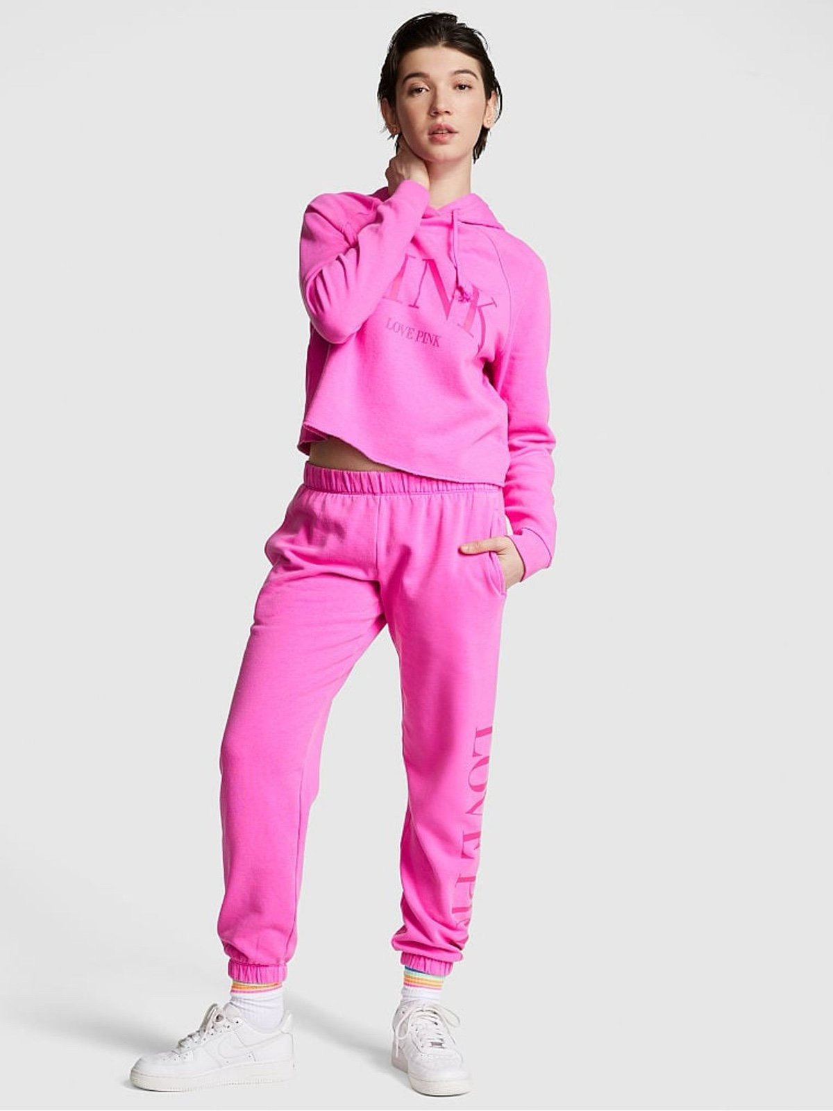PINK Victoria’s Secret Everyday Fleece Classic Sweatpants Pink Berry Size Medium