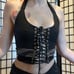 Black Lace Up Halter Corset Top