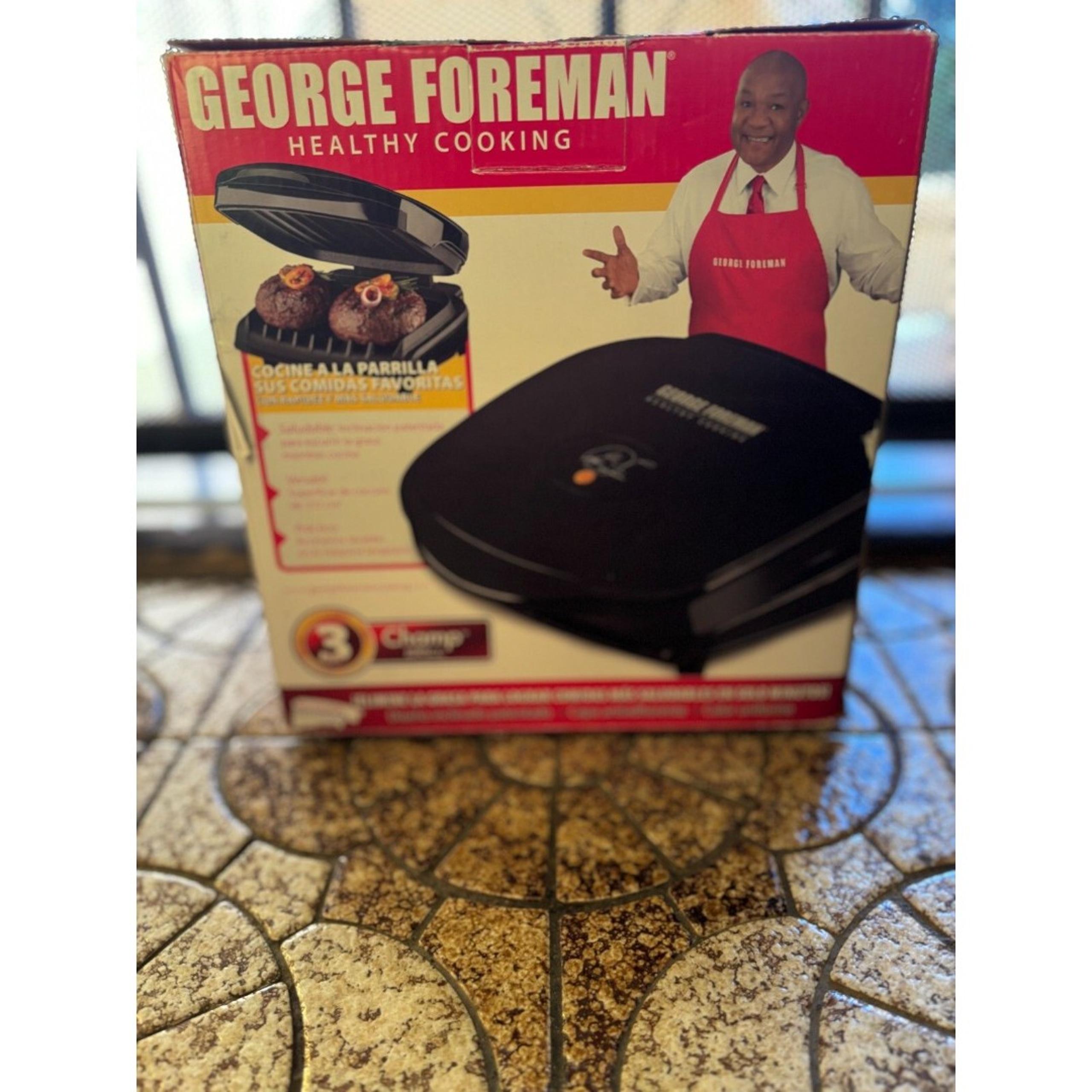 NIB Keto Black George Foreman Healthy Cooking 3 Champ Grill GR10B W/attachments