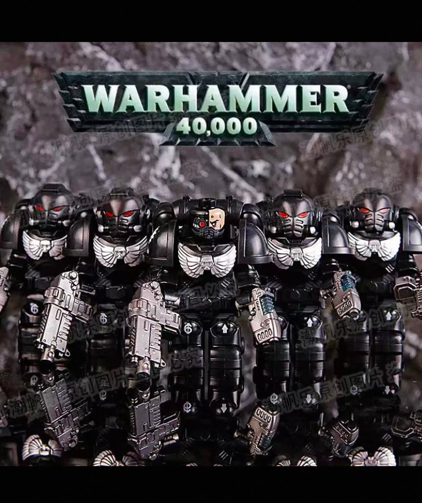 Warhammer 40k Black Templars Space Marines (5 LEGO Compatible MINIFIGS) + FLAG!