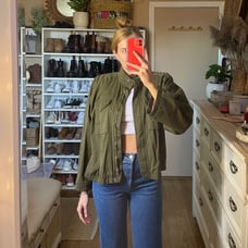 Vintage Liz Claiborne army green trucker style jacket