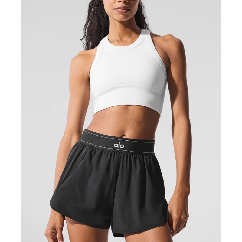 Alo Yoga Seamless Delight High Neck Bra Tank Top In White Size XS