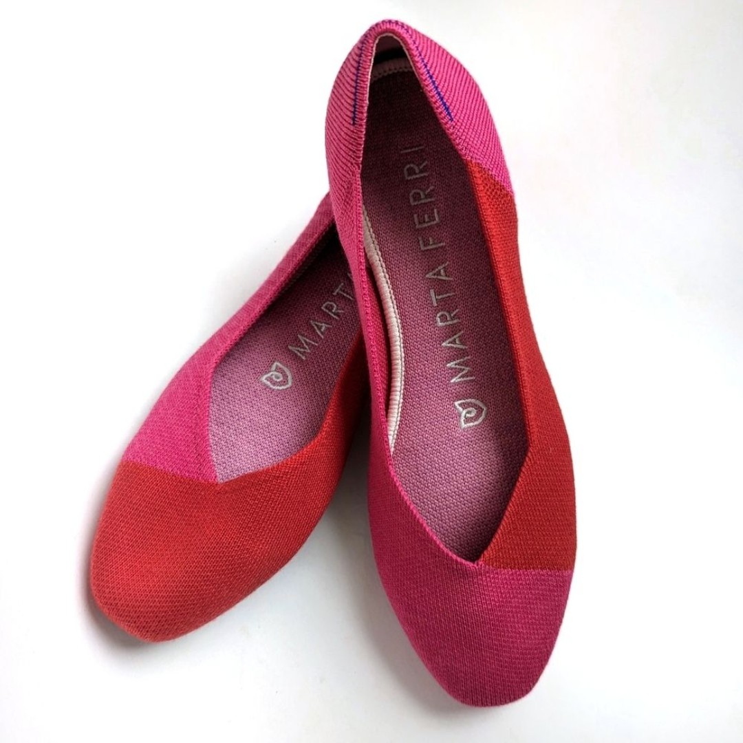 Rothy's Marta Ferri Flame Azalea Square Toe Limited Edition Flats
