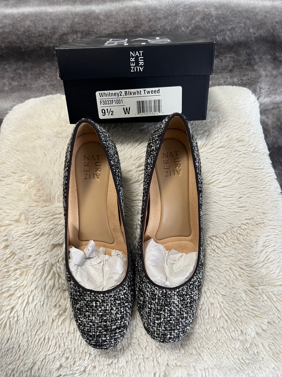 NEW NATURALIZER Womens Whitney2 Black/White Tweed Shoes 9.5W
