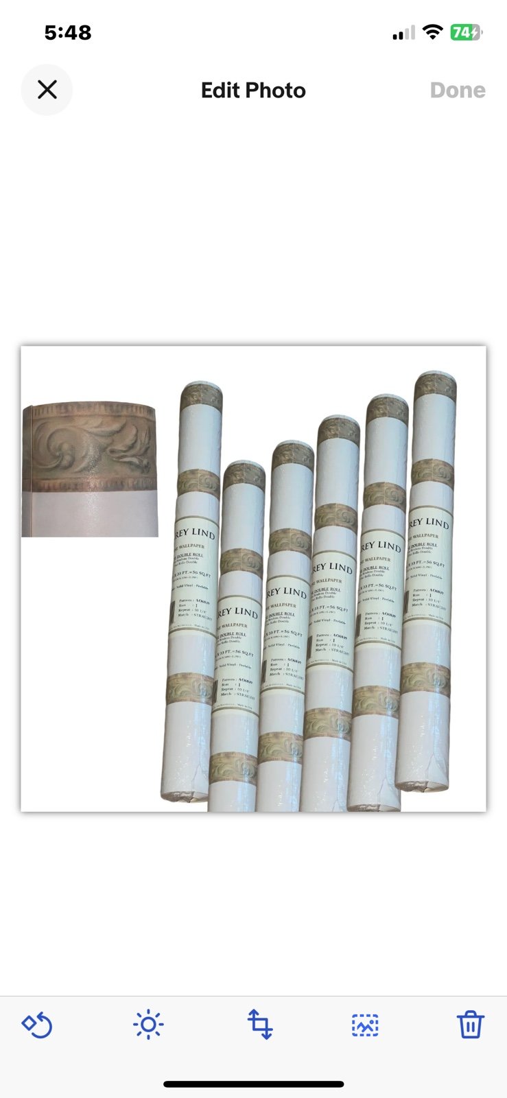 NEW Carey Lind Wallpaper #AO6849 Ivory W/ Green Golden Brown Leaves 6 Dbl Rolls
