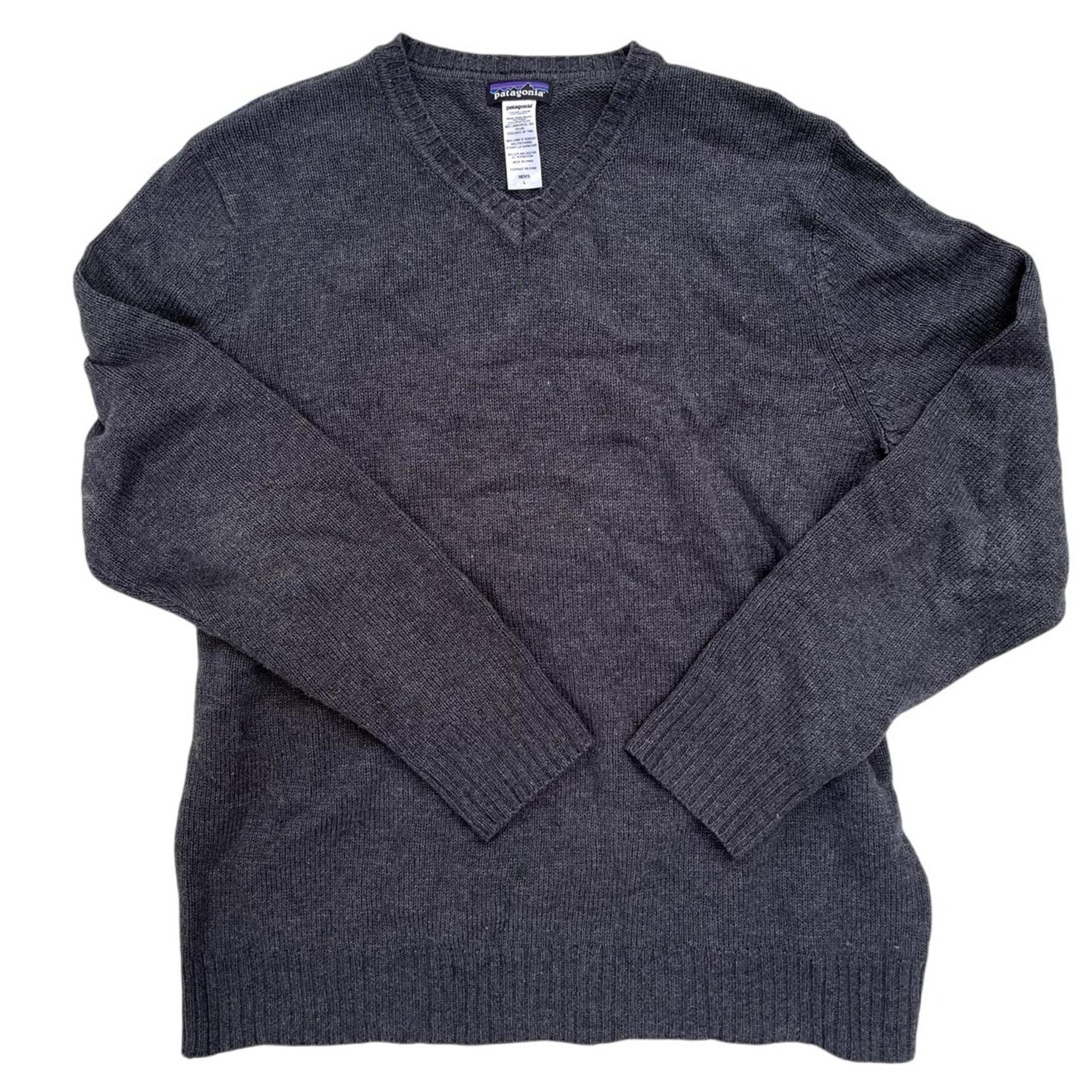 Patagonia Mens Lambswool Knit Gray Crewneck Pullover Sweater Size L