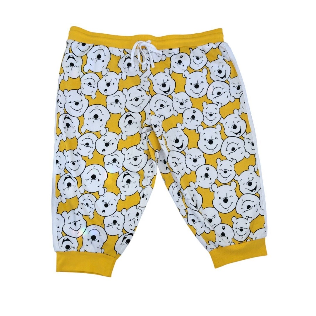 Disney Yellow Winnie the Pooh Cropped Cotton Loungewear Sweatpants 2X