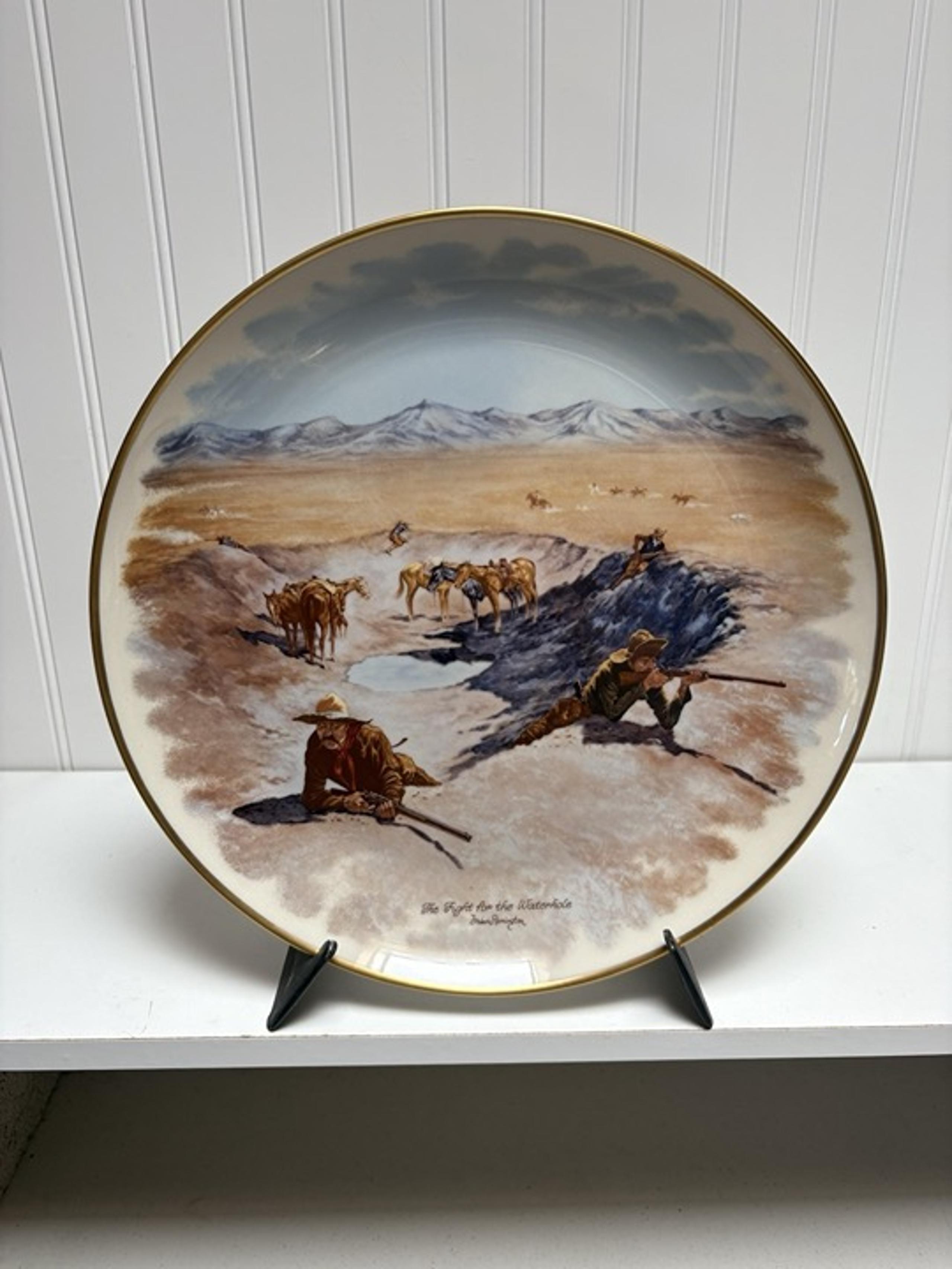 Vintage Frederic Remington Gorham Western Plate "The Fight For The Waterhole"