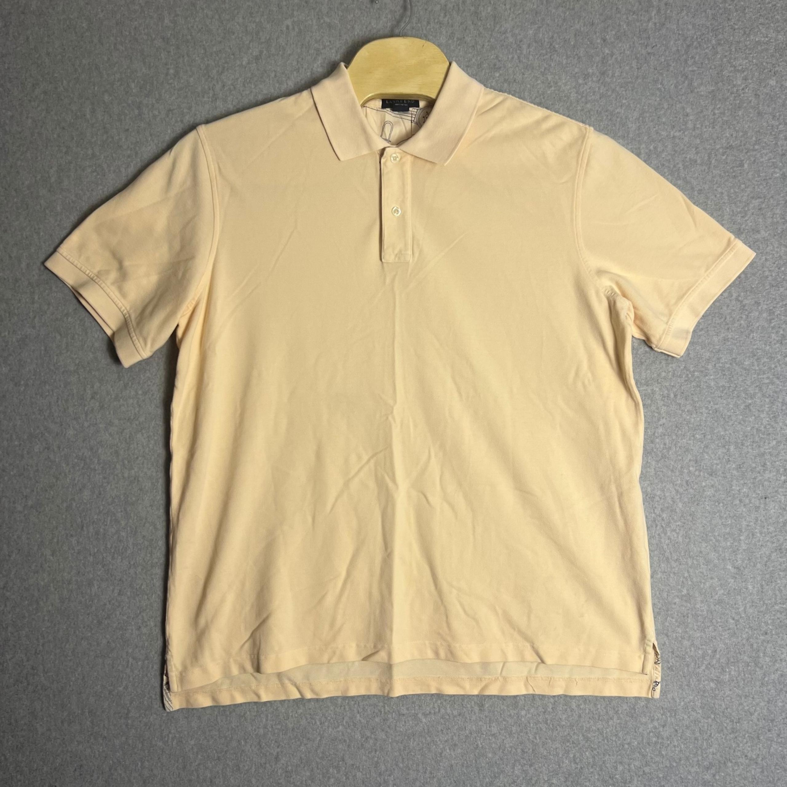 Lands' End Men's Peach Colored Short Sleeve Casual Polo Shirt Size XL