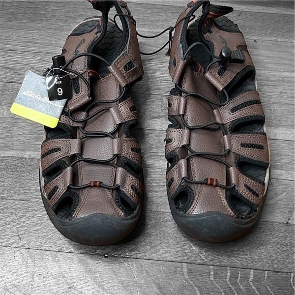 Eddie Bauer Men's Troy Cinch Cord Leather Sandals Dark Brown, 9 Hiking Shoes Nwt