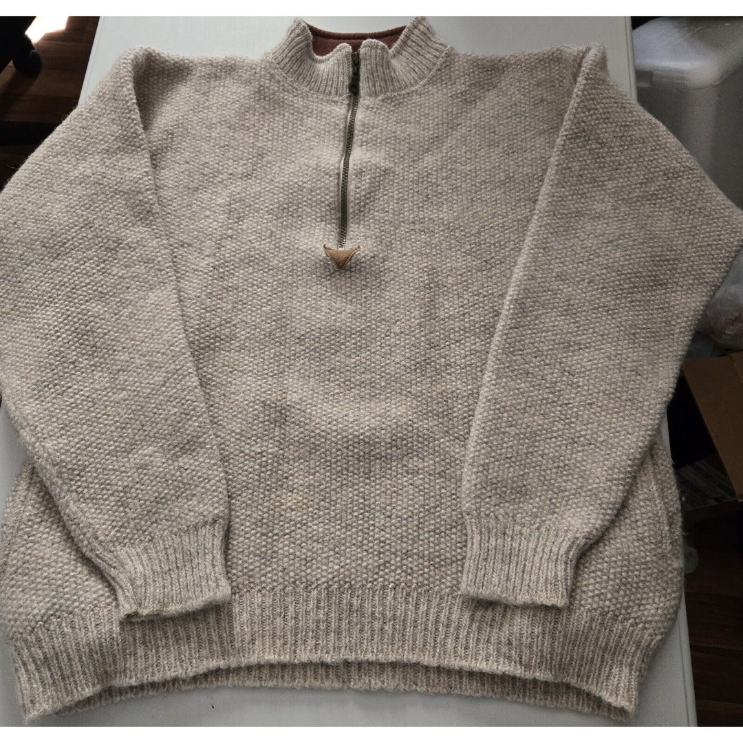 Early Winters 100% Wool Sweater Mens Pullover 1/4 Zip Large Pockets USA Made