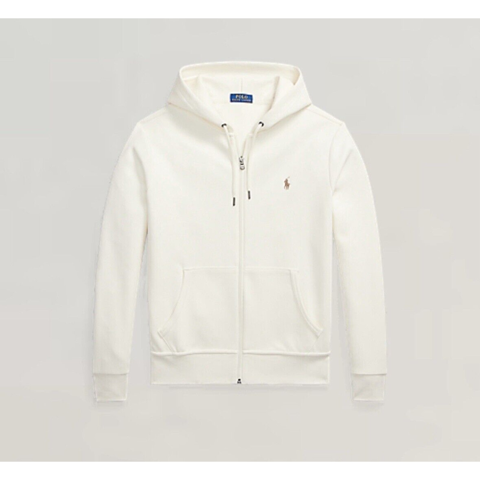 NWT Ralph Lauren Polo men's Size L Double Knit Full Zip Hoodie Cream