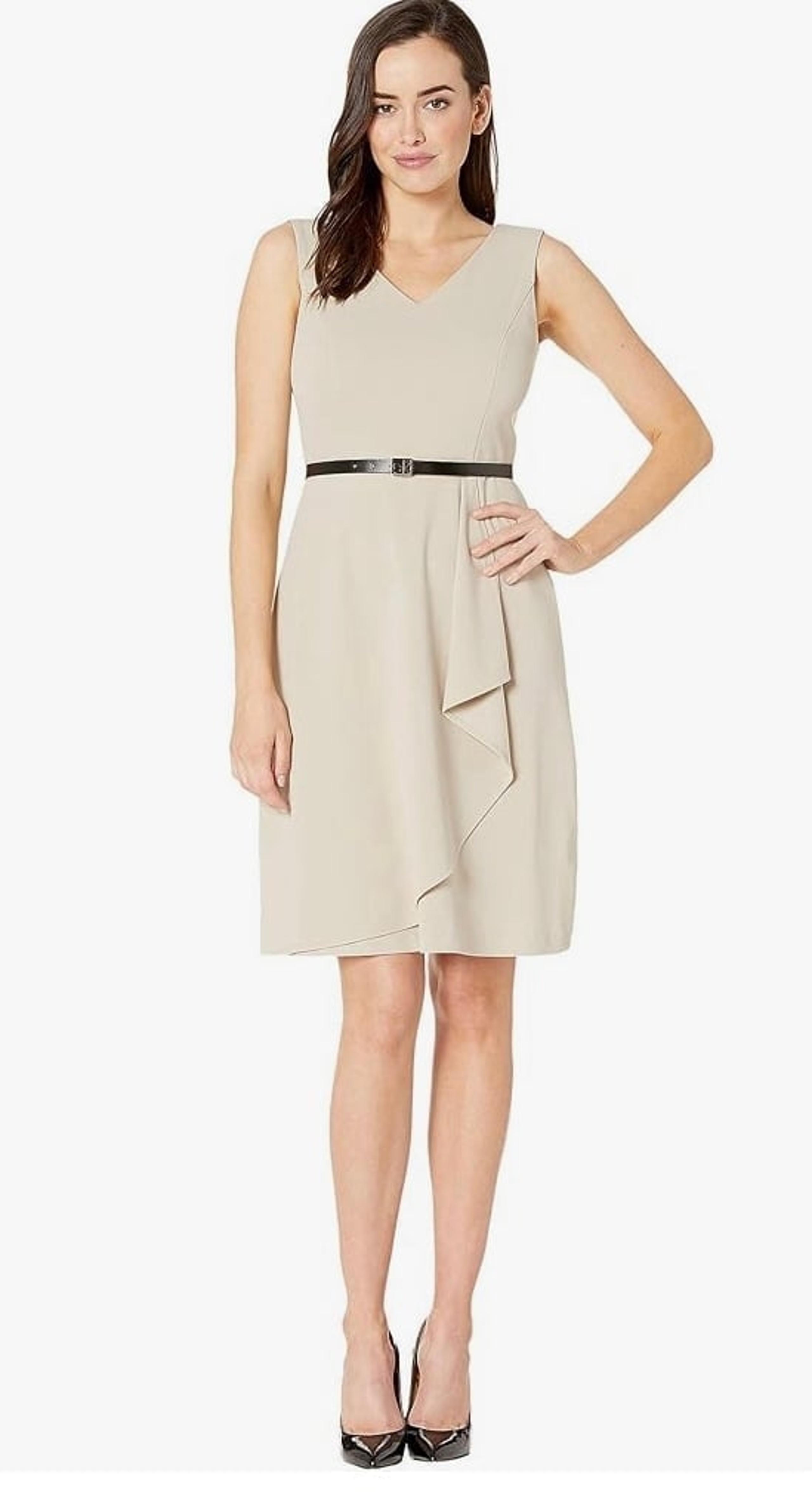 Calvin Klein Career Dress Size 14 Khaki Beige NEW