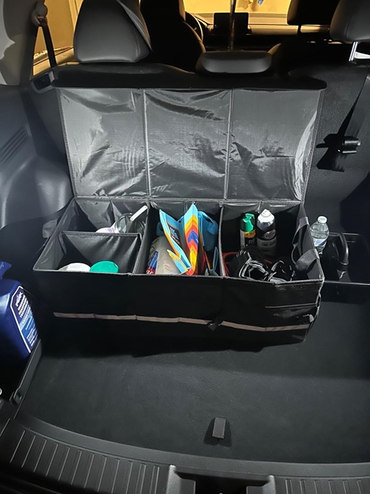 K KNODEL Car Trunk Organizer with Lid, 3 Compartments Collapsible Car Trunk Stor