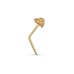 3MM Small 22gauge 14K gold nose ring L shape nugget heart 1 piece