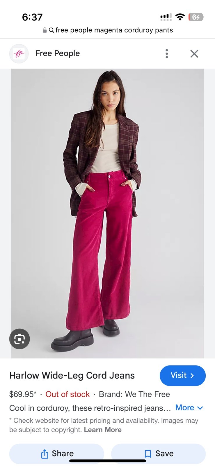We The Free Harlow Wide-Leg Cord Jeans