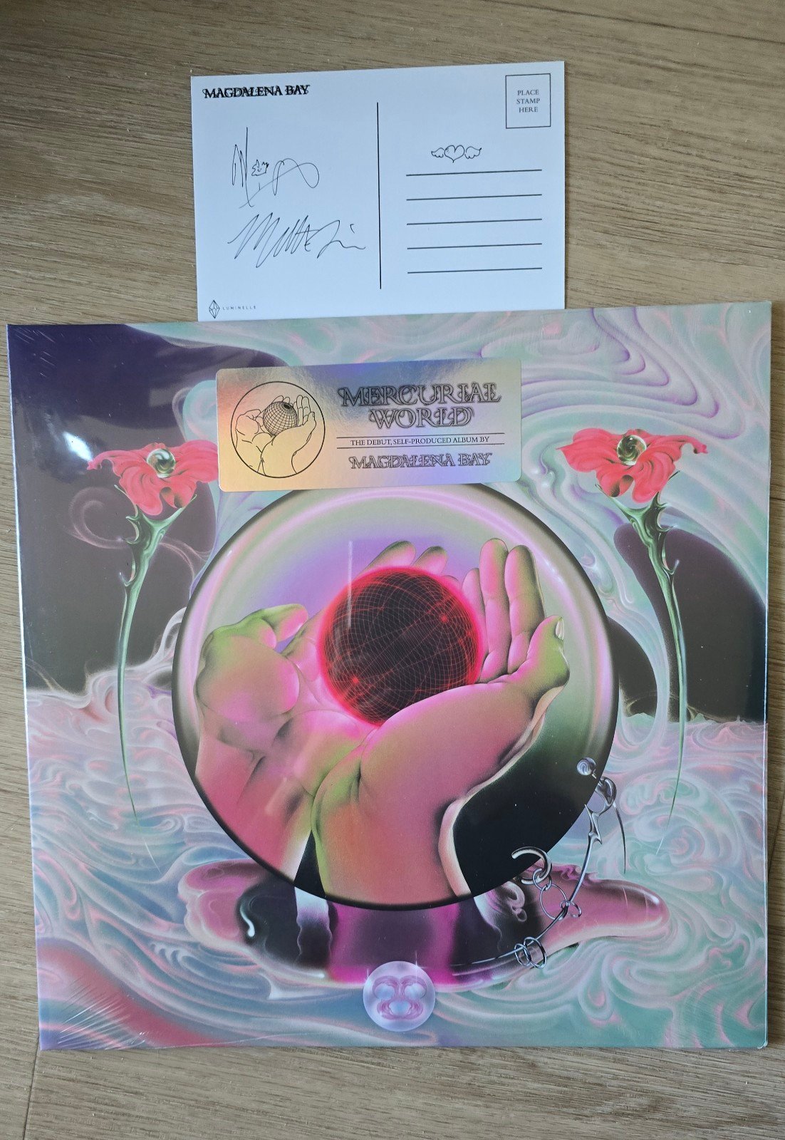 Magdalena Bay Signed Postcard + Sealed Mercurial World Vinyl