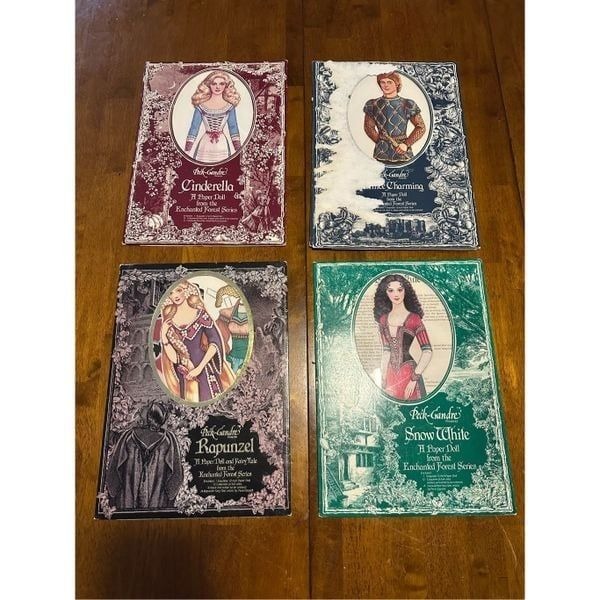 Vintage Enchanted Forest Princess Prince Paper Dolls USA Made Lot of 4 Open Pack
