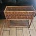Vtg Wicker Plant Stand Rectangular Four leg Planter Shabby Cottage Style