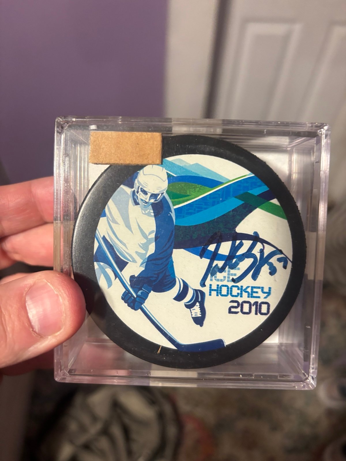 Signed Patrice Bergeron 2010 Olympic pick with COA