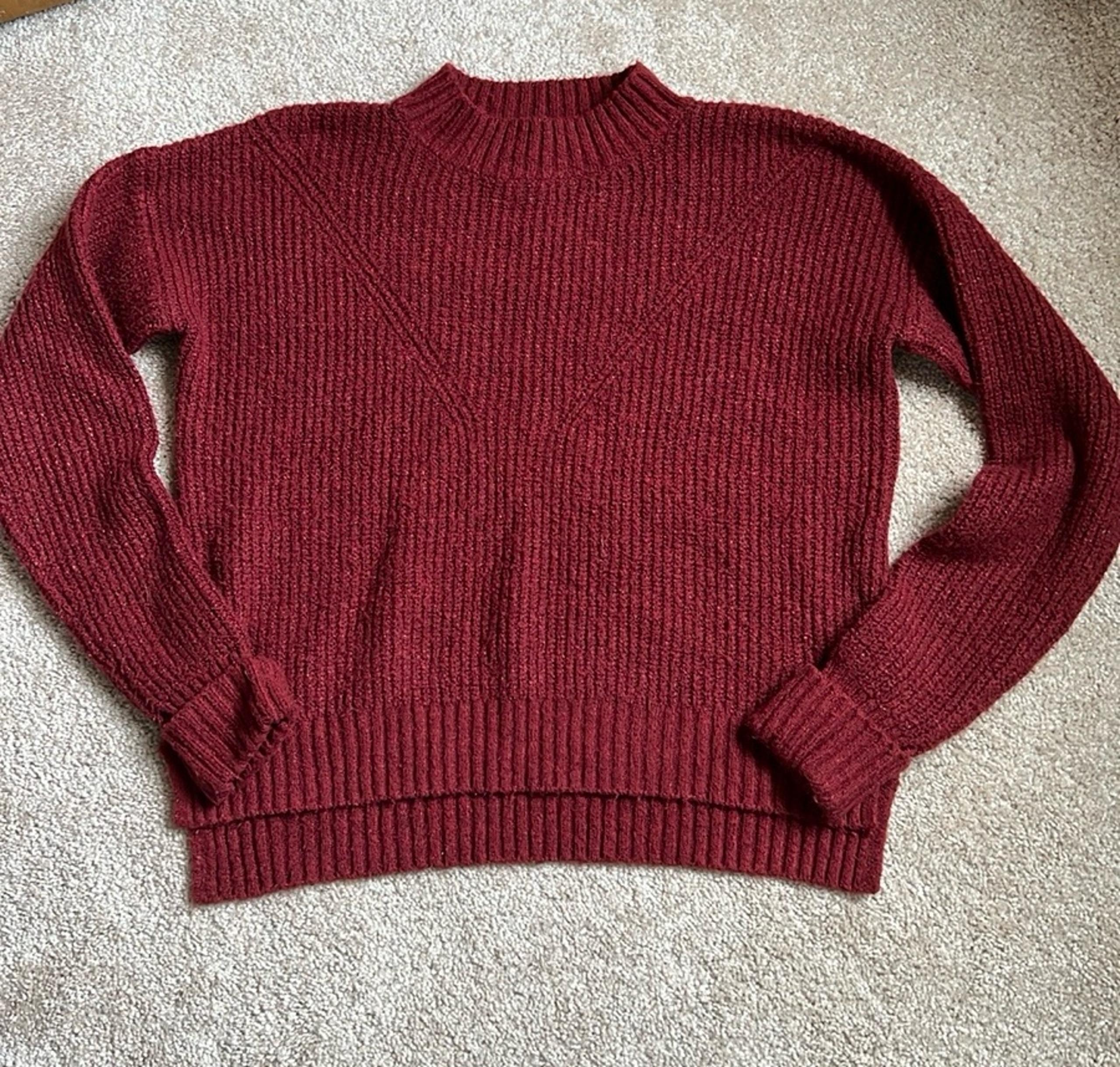Olive + Oak Mock Neck Rusty Red Long Sleeve Sweater   Size Large