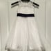 Flower Girl Tulle Dress, White and Dark Navy Blur, fit size 3T