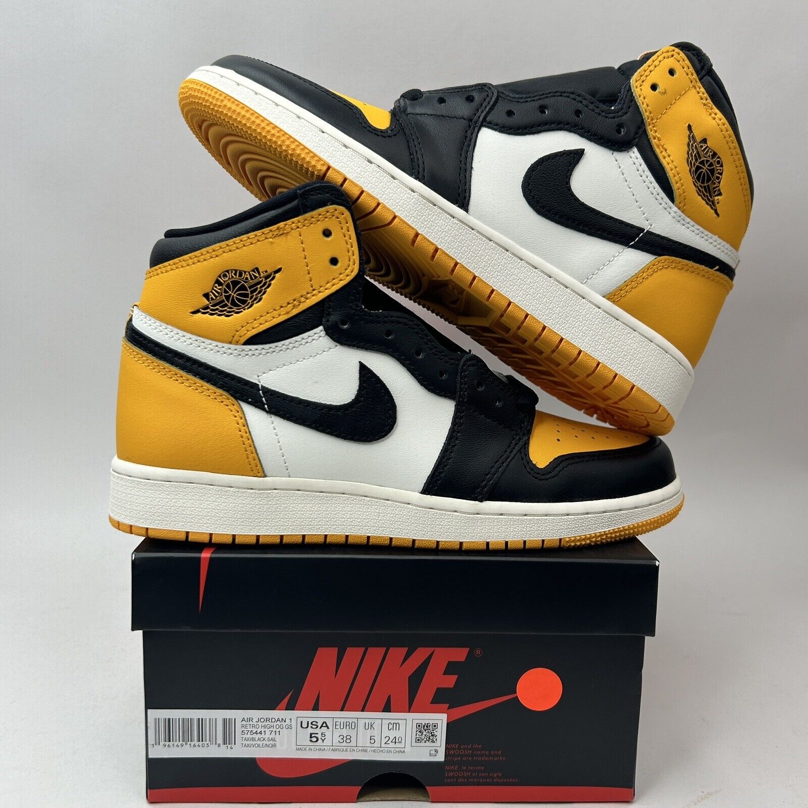 Nike Shoes Air Jordan 1 Retro High OG GS “Yellow Toe/Taxi” 2023