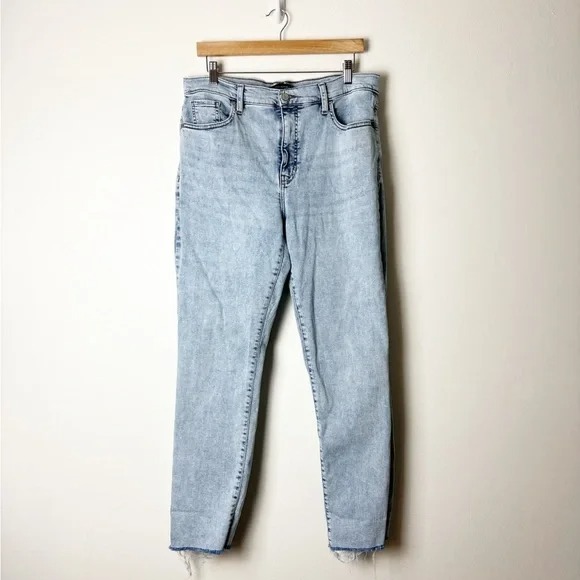 BANANA REPUBLIC • Women’s High Rise Slim Straight Jeans Frayed Hem Size 31 Tall