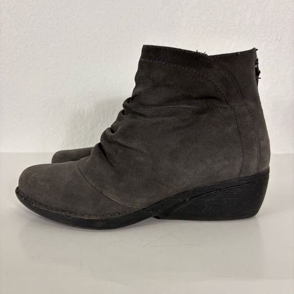Dansko Arisa Grey Leather Suede Ankle Low Heel Booties Size 12