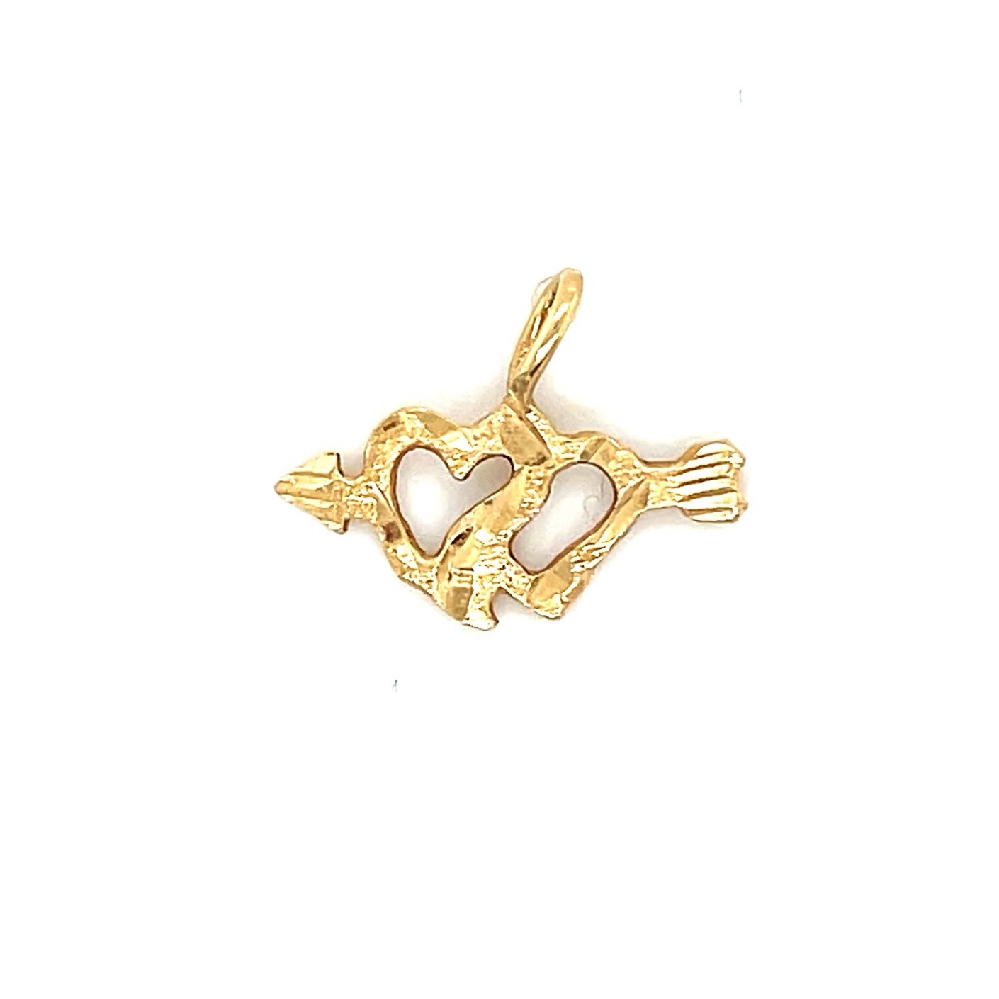 Small 14k Gold Entwined Heart with Arrow Pendant