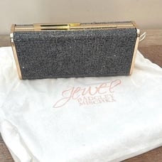 Jewel Badgley Mischka Womens Milia Crystal Minaudiere Clutch Bag Black OS