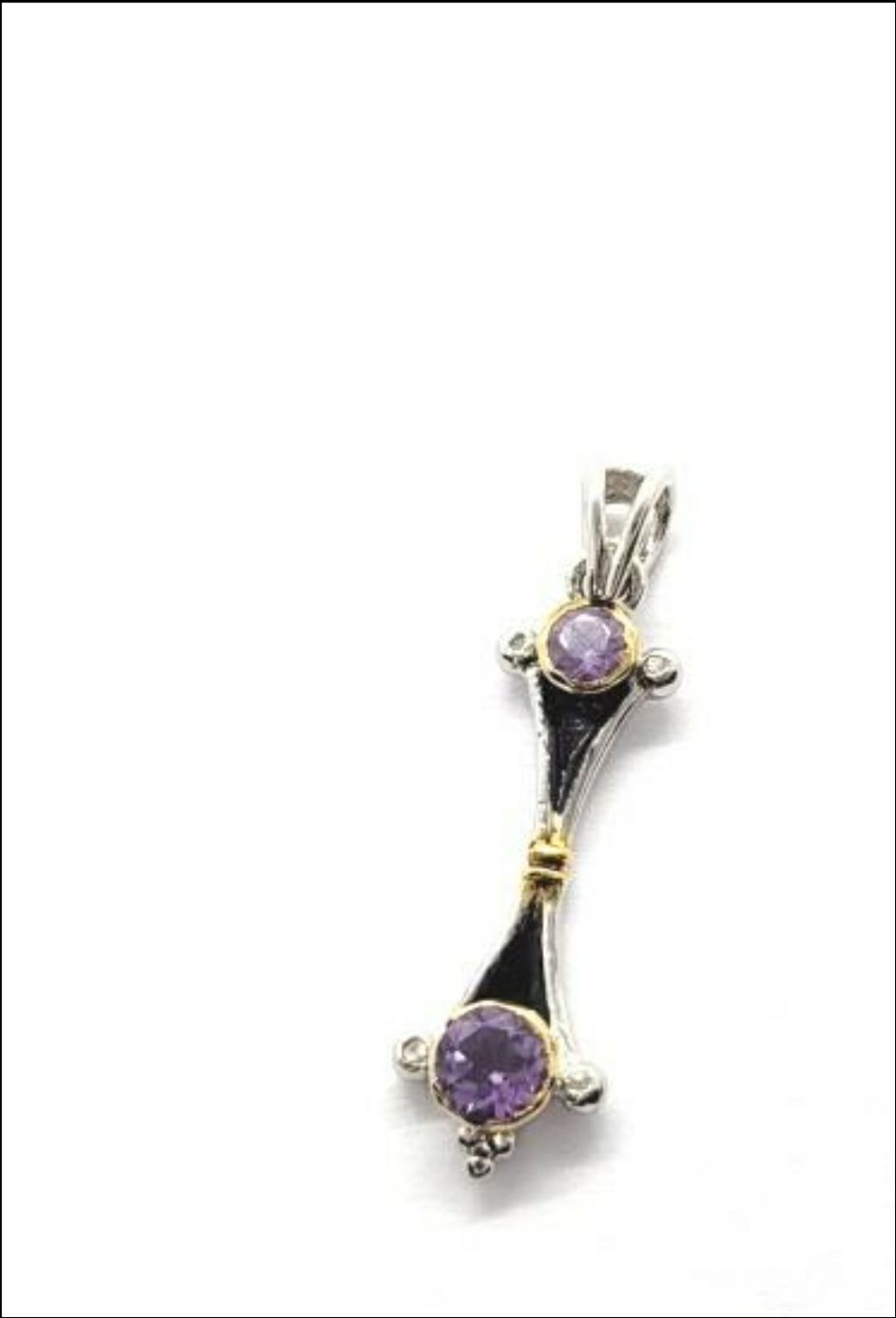 Silver amethyst diamonds pendant