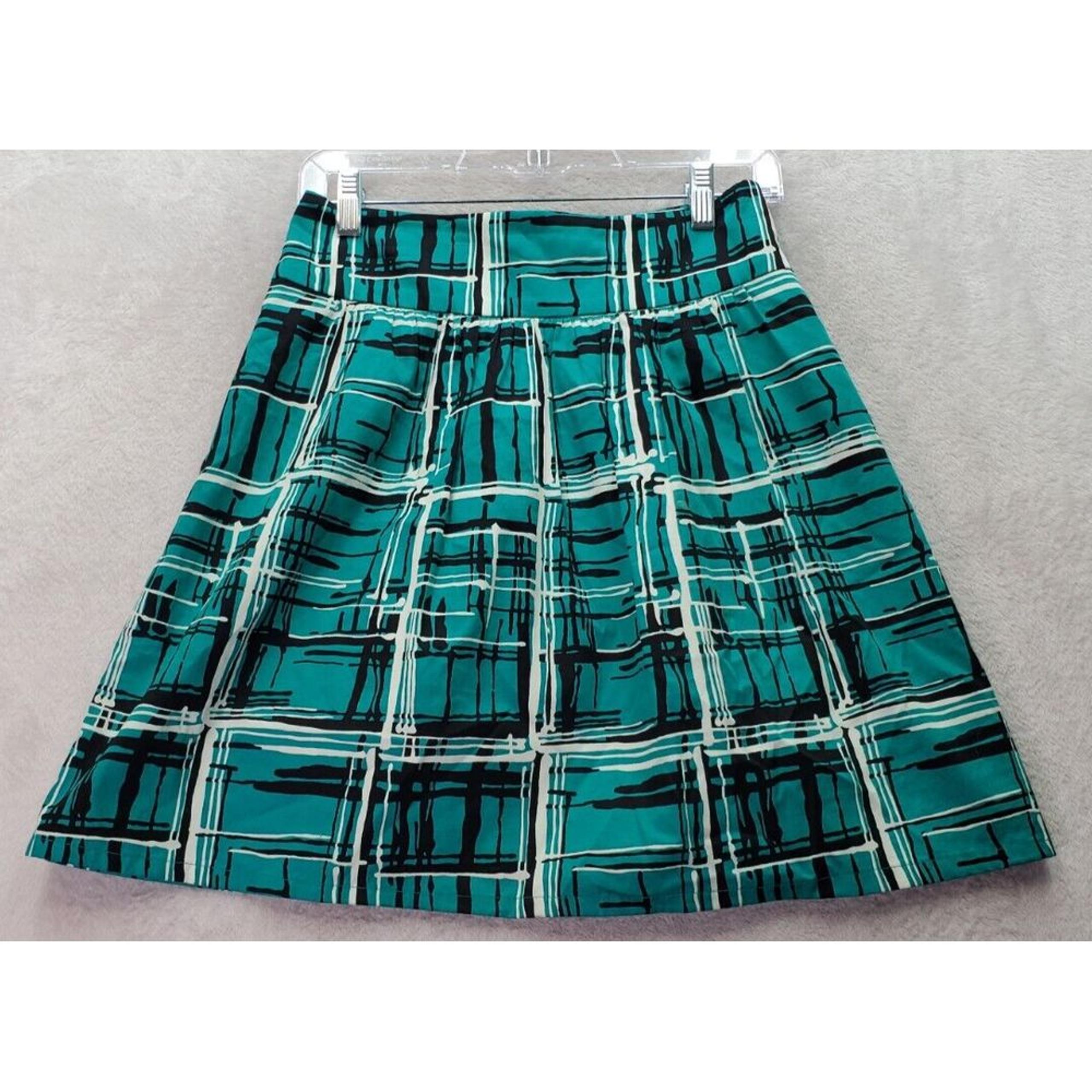 The Limited A Line Skirt Womens Medium Green Striped Lined Pleated Side Zipper