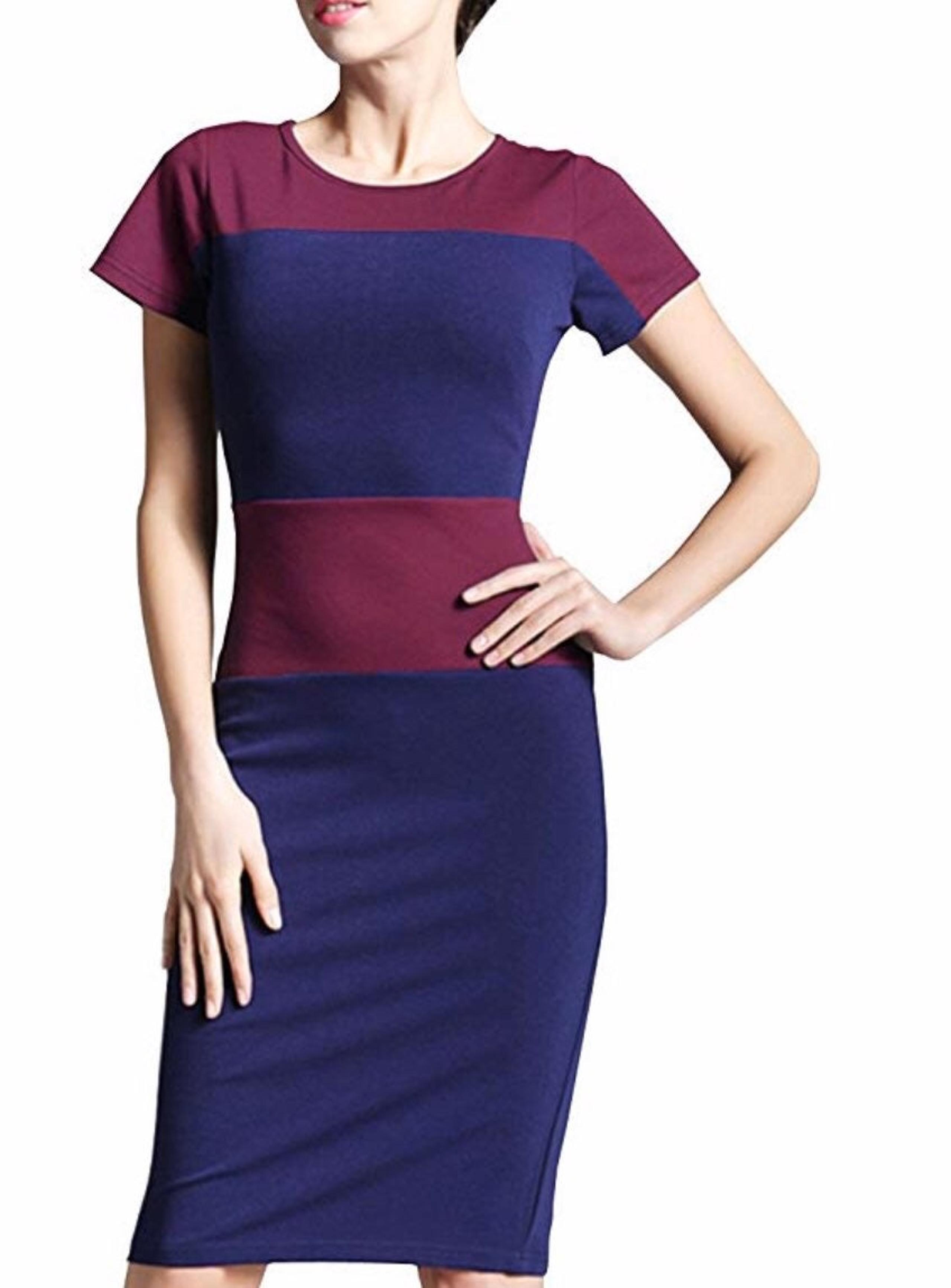 HOMEYEE  2 Women's Patchwork Dress