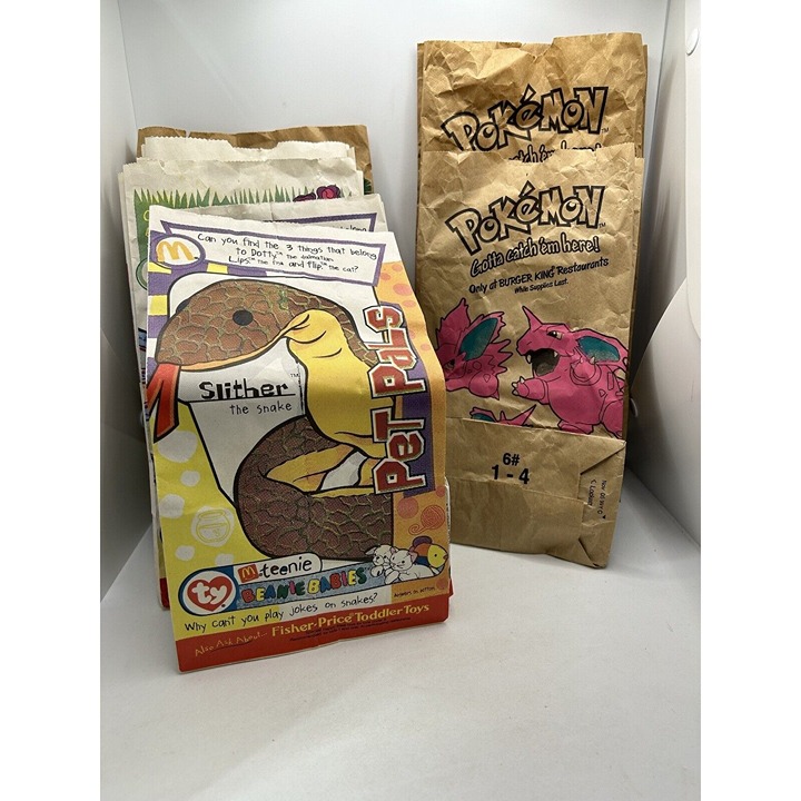 vintage mcdonalds happy meal bags Ty Babies Disney Tarzan Burger King Pokémon 11