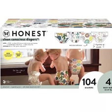 The Honest Company Diapers, Four Print Pk, Busy Babe Size 4, 104 diapers, new!