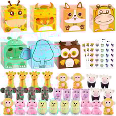 GLOCITI Valentines Day Cards for Kids 28 Pack 3D Animal Box with Puzzle Erasers