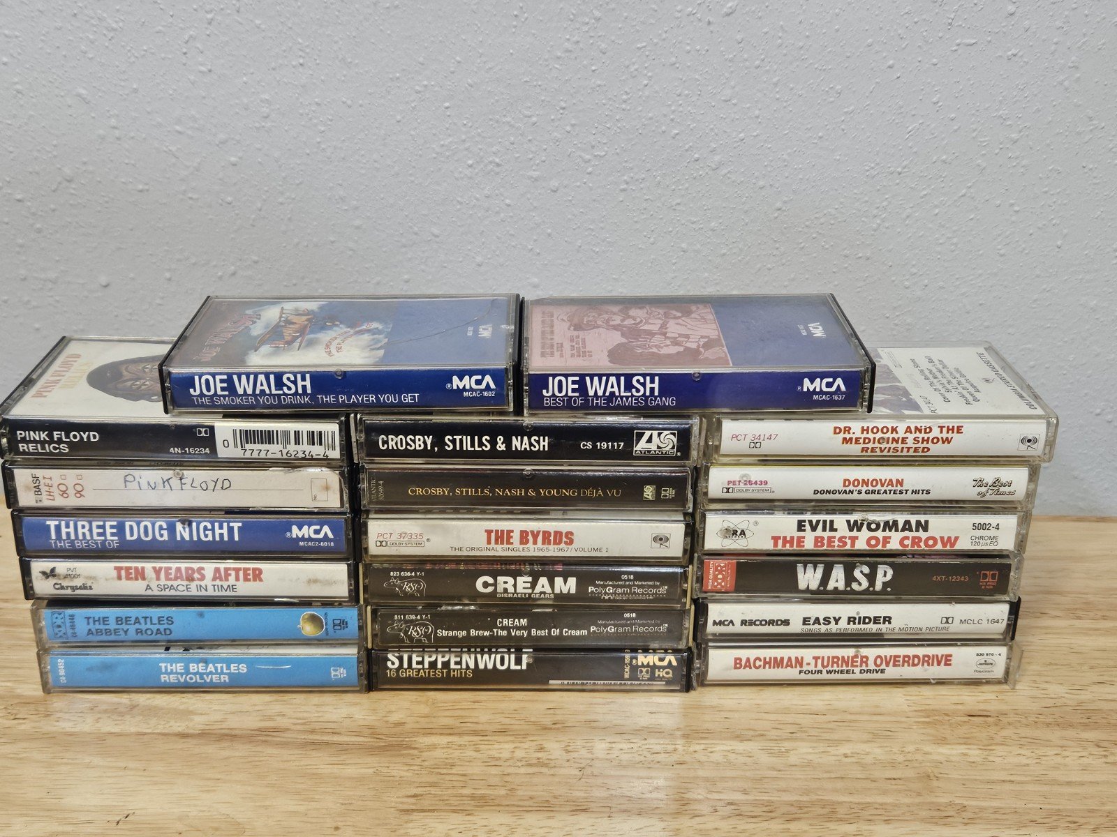 20 Cassette Tape Lot Rock 80s Beatles Joe Walsh Cream Crosby Stills & Nash Etc