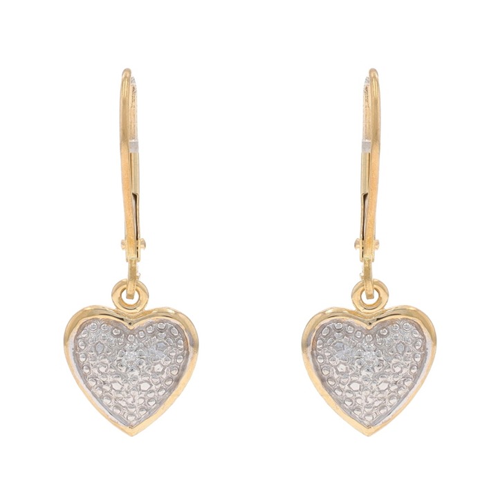 Yellow Gold Diamond Dangle Earrings - 10k Round Brilliant Pierced LX3897