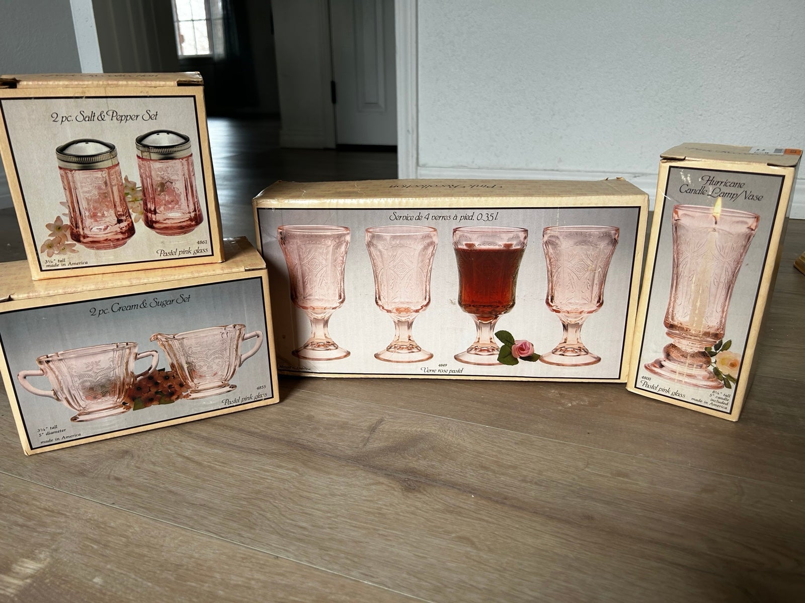 Pink Indiana Glass Set (9) NEW IN BOX