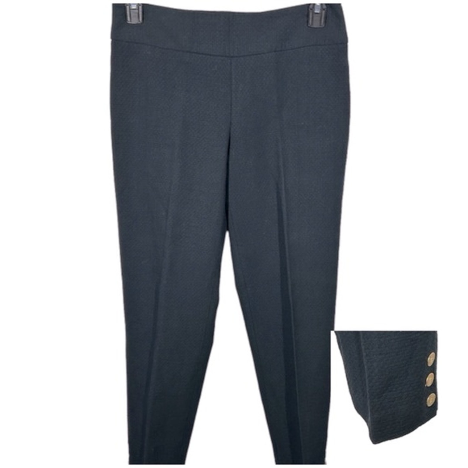 J. McLaughlin Navy Blue Black Quilted Cropped Pants Size 8